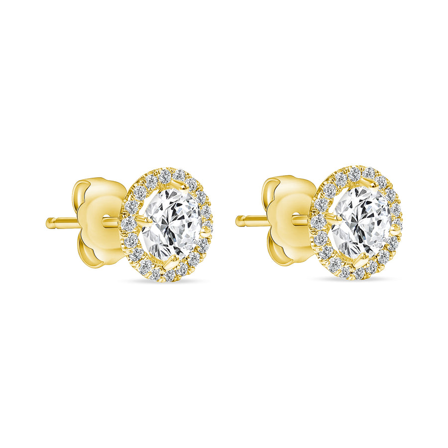 diamond stud gold earrings with halo