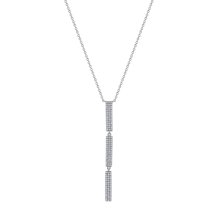 vertical diamond bar pendant necklace with 3 bars white gold