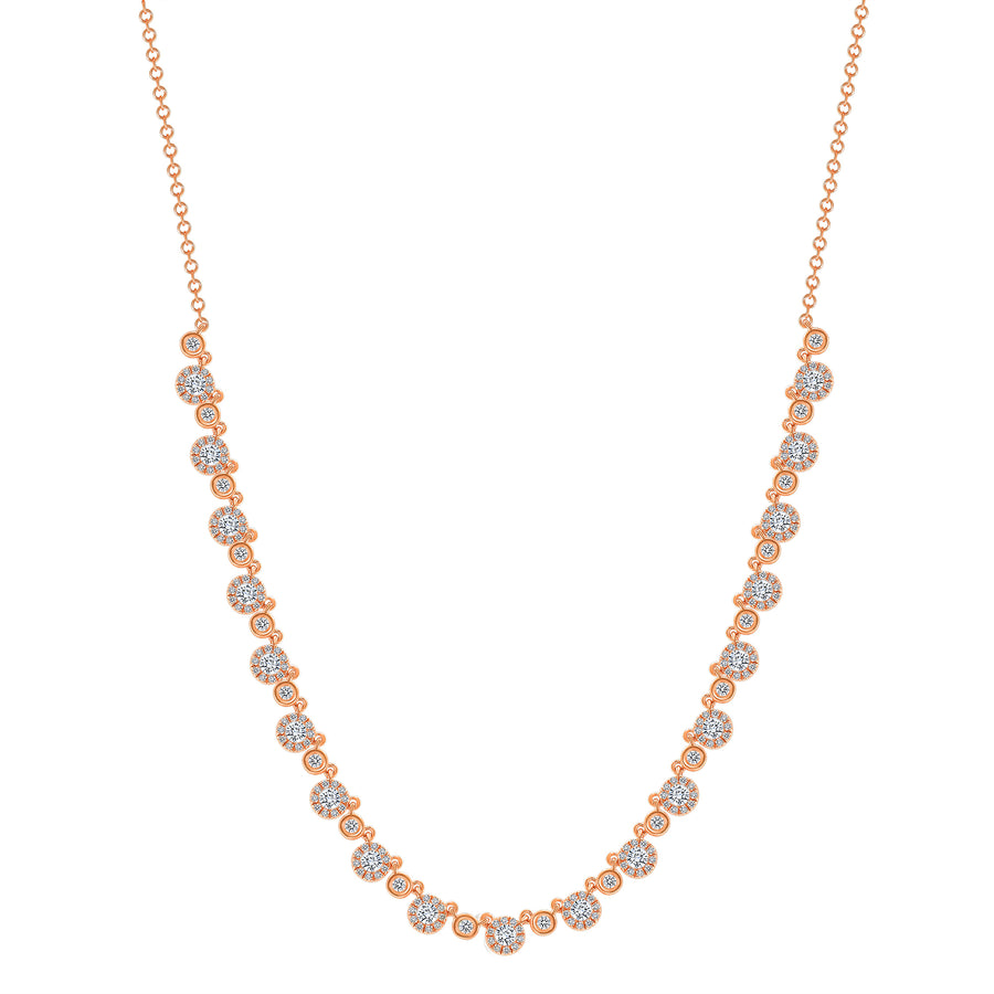 small round diamond necklace rose gold