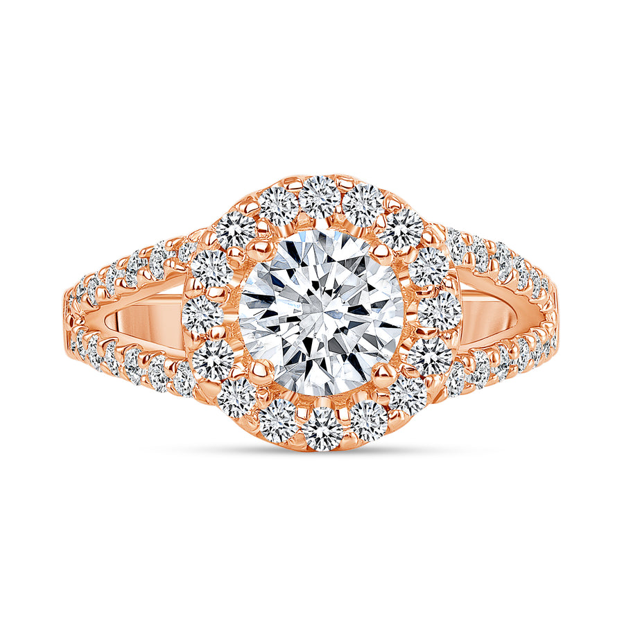 Single Halo Diamond Engagement Ring
