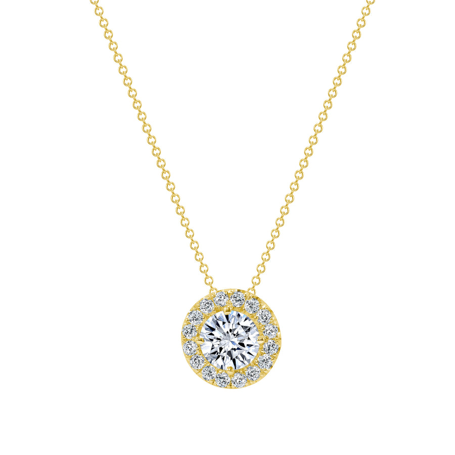 Halo Round Diamond Pendant Necklace