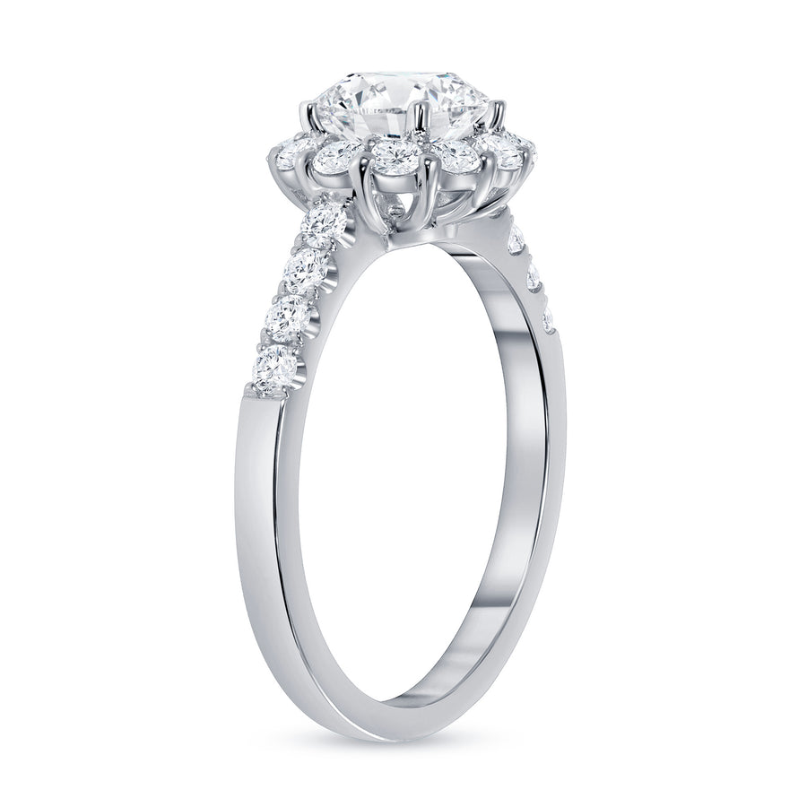 0.30cts. Solitaire Platinum Diamond Halo Engagement Ring JL PT 0101-B