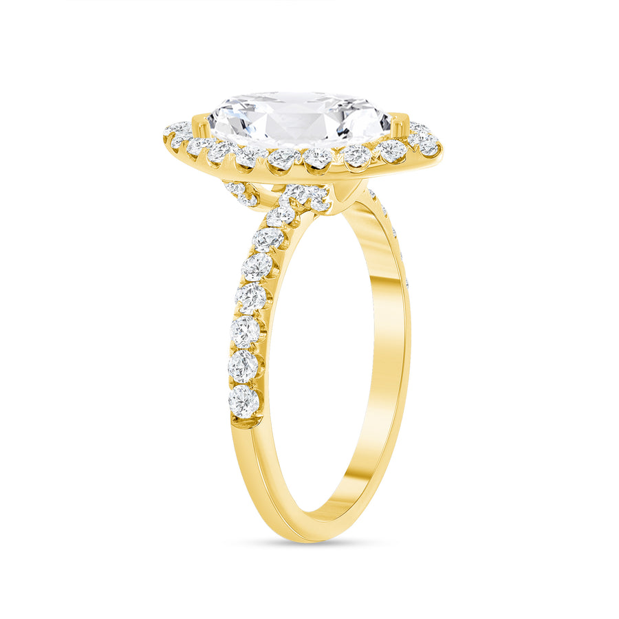 Marquise and Halo Round Diamond Engagement Ring
