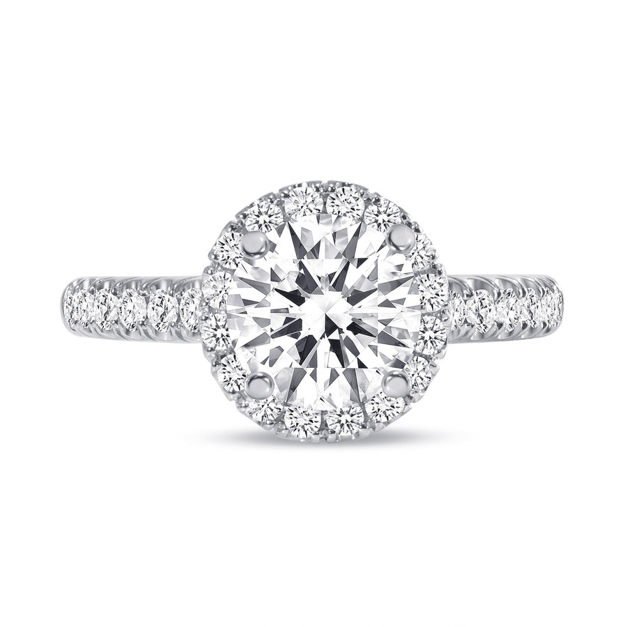 halo engagement ring with prongs