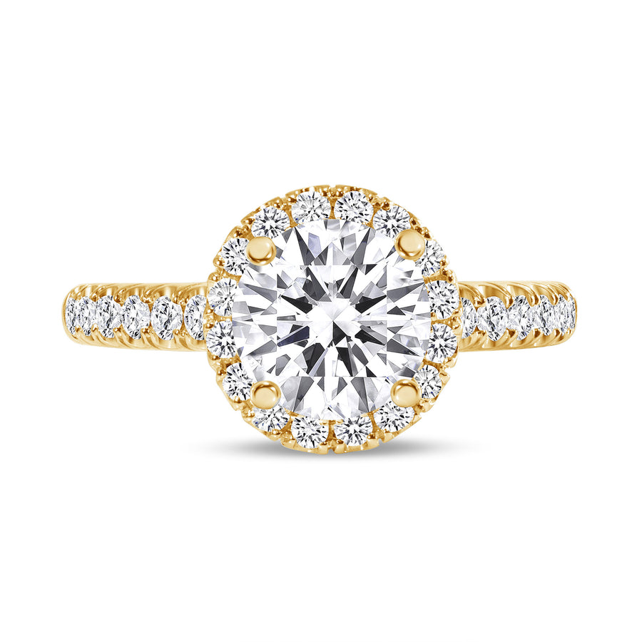 halo engagement ring with prongs