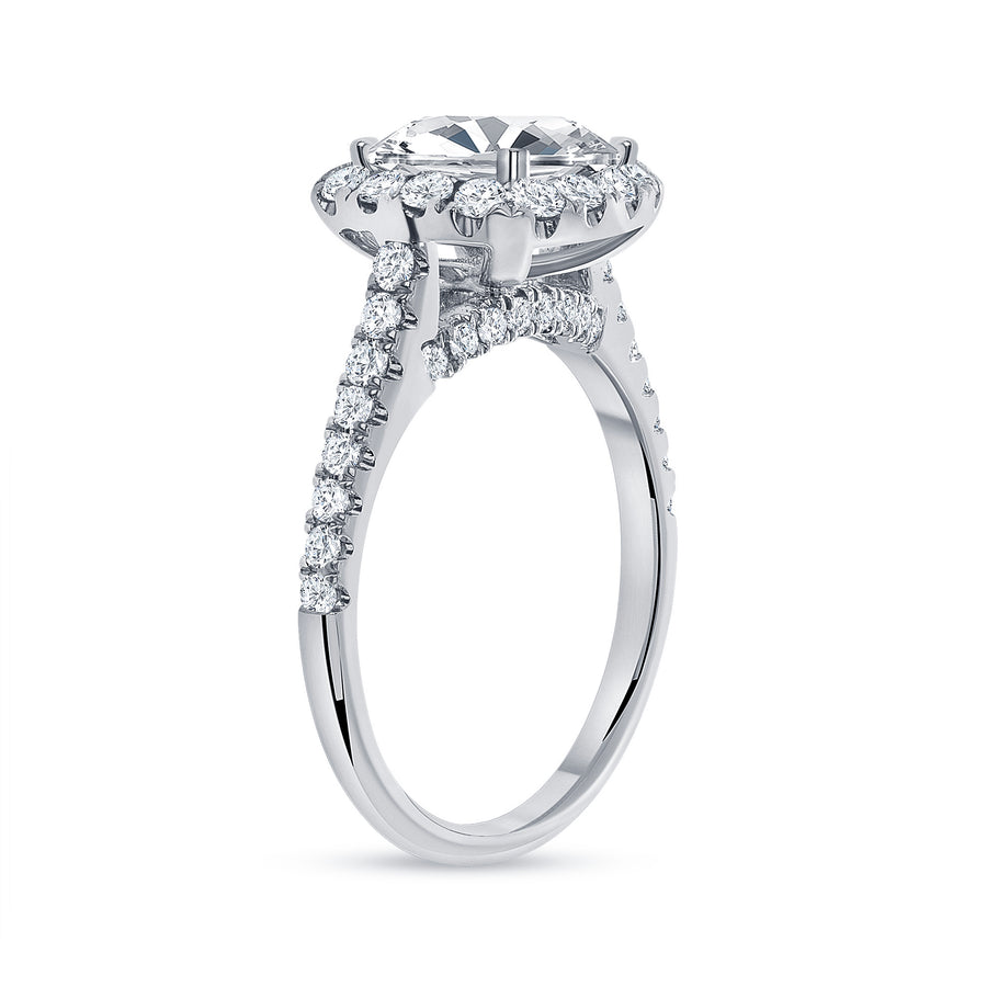 14k Gold Pave Diamond Halo Diamond Engagement Ring