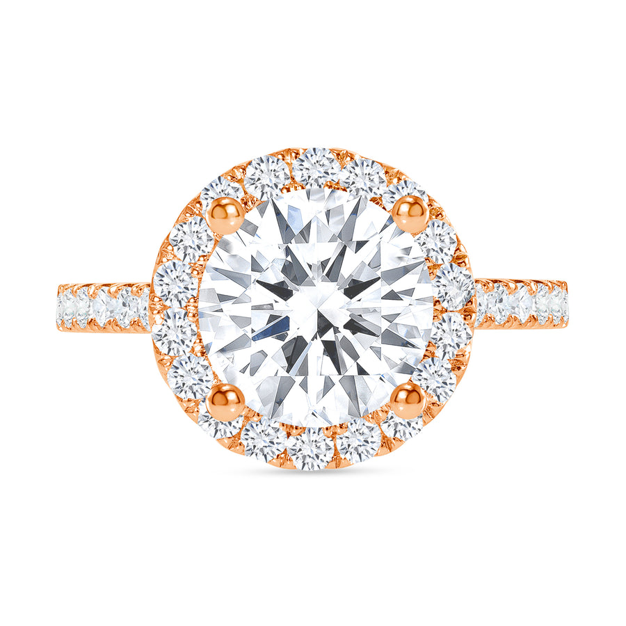 classic halo round diamond engagement ring rose gold