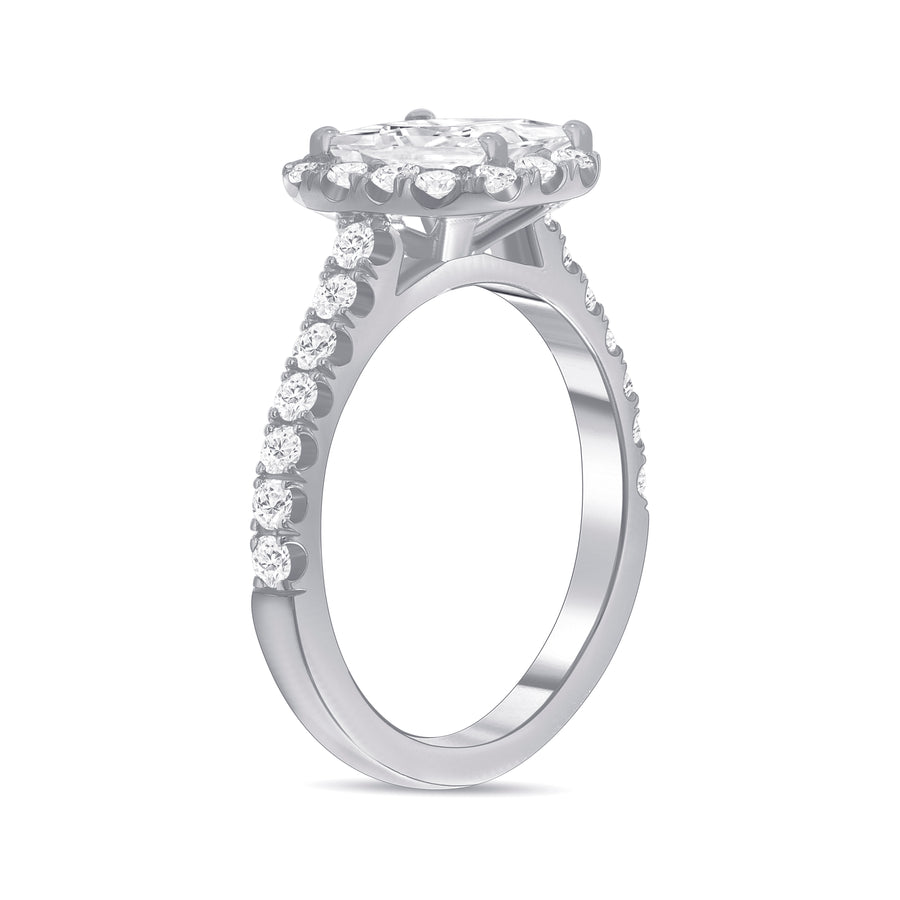 asscher cut diamond halo engagement ring white gold