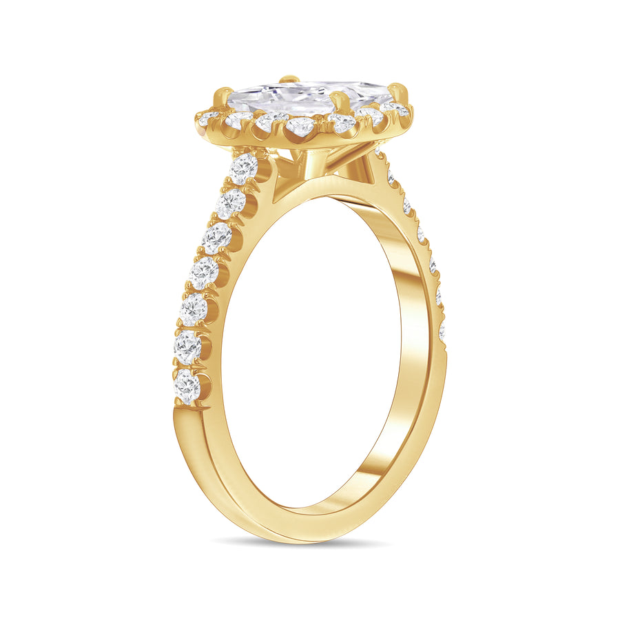 asscher cut diamond halo engagement ring yellow gold
