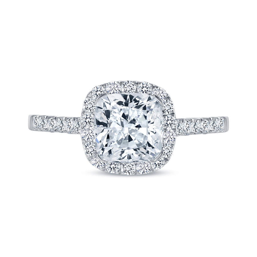 cushion cut diamond halo engagement ring white gold