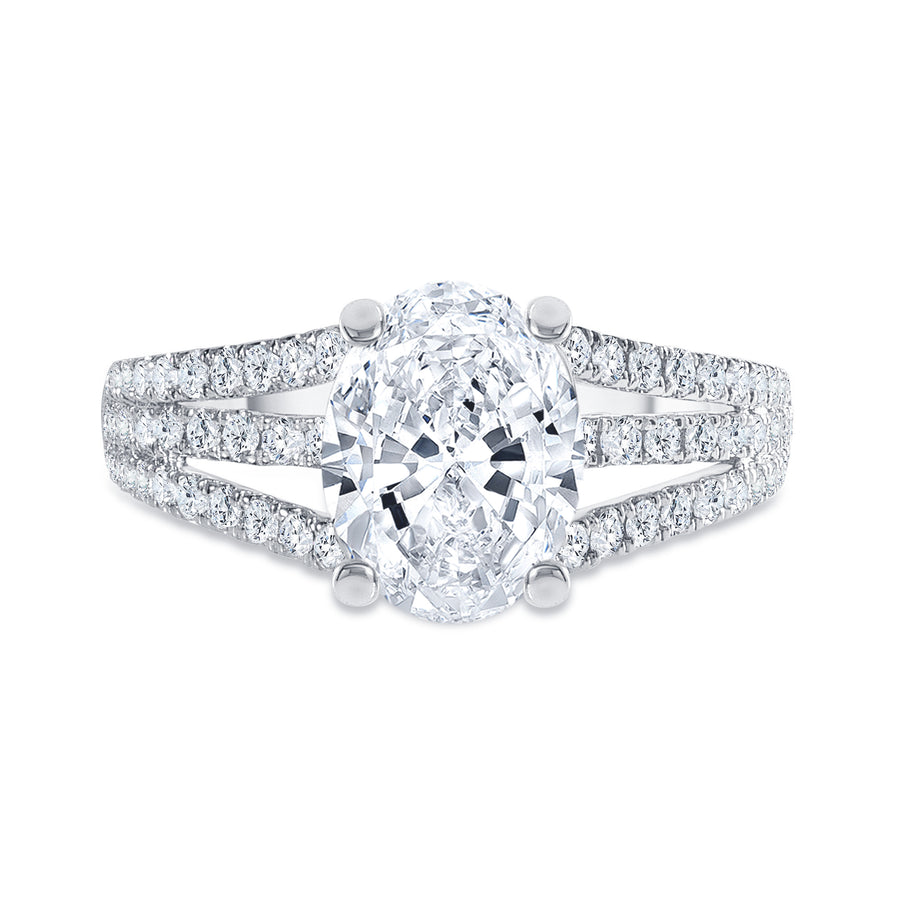 three row engagement ring white gold