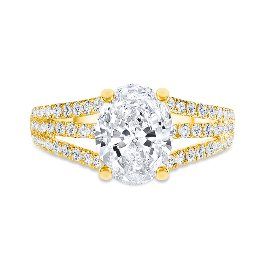 three row engagement ring gold