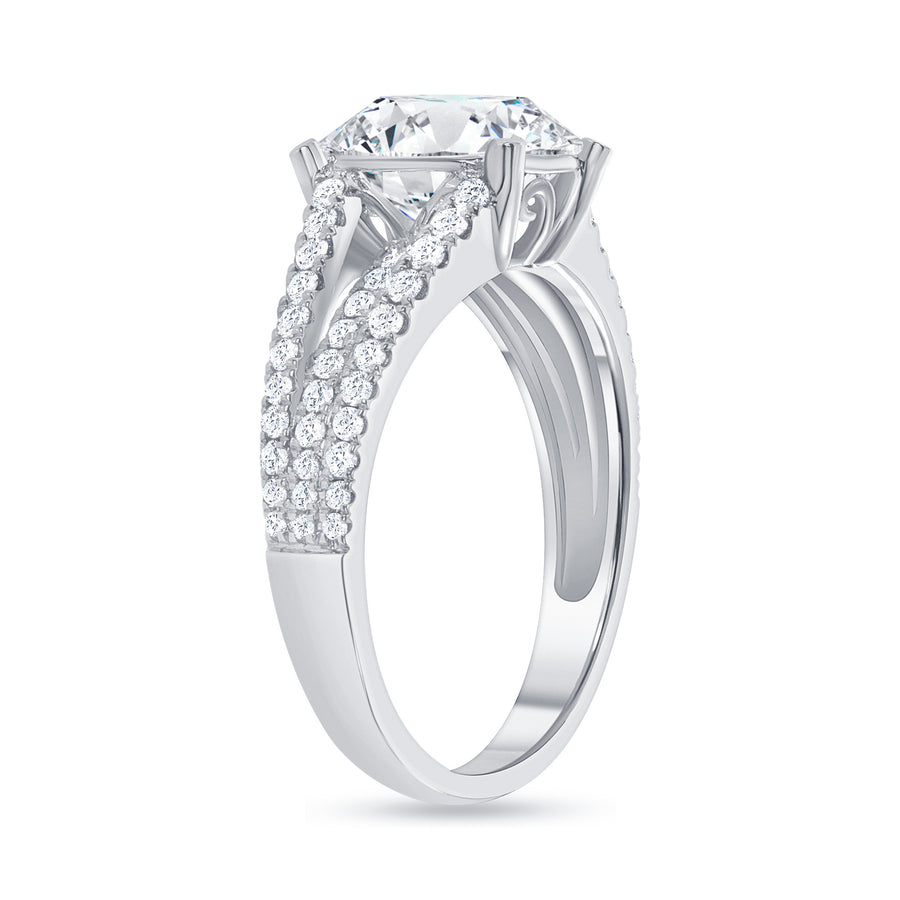three row engagement ring white gold