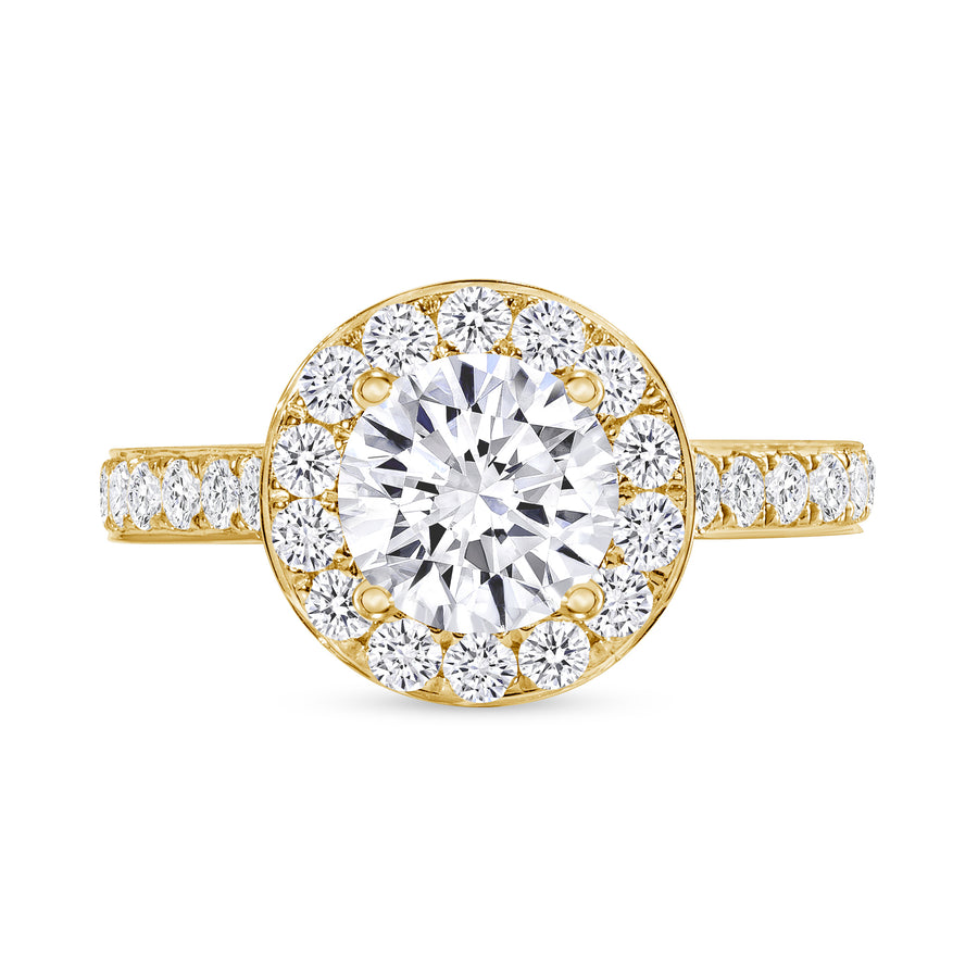 14k Gold Round Diamond Halo Engagement Ring
