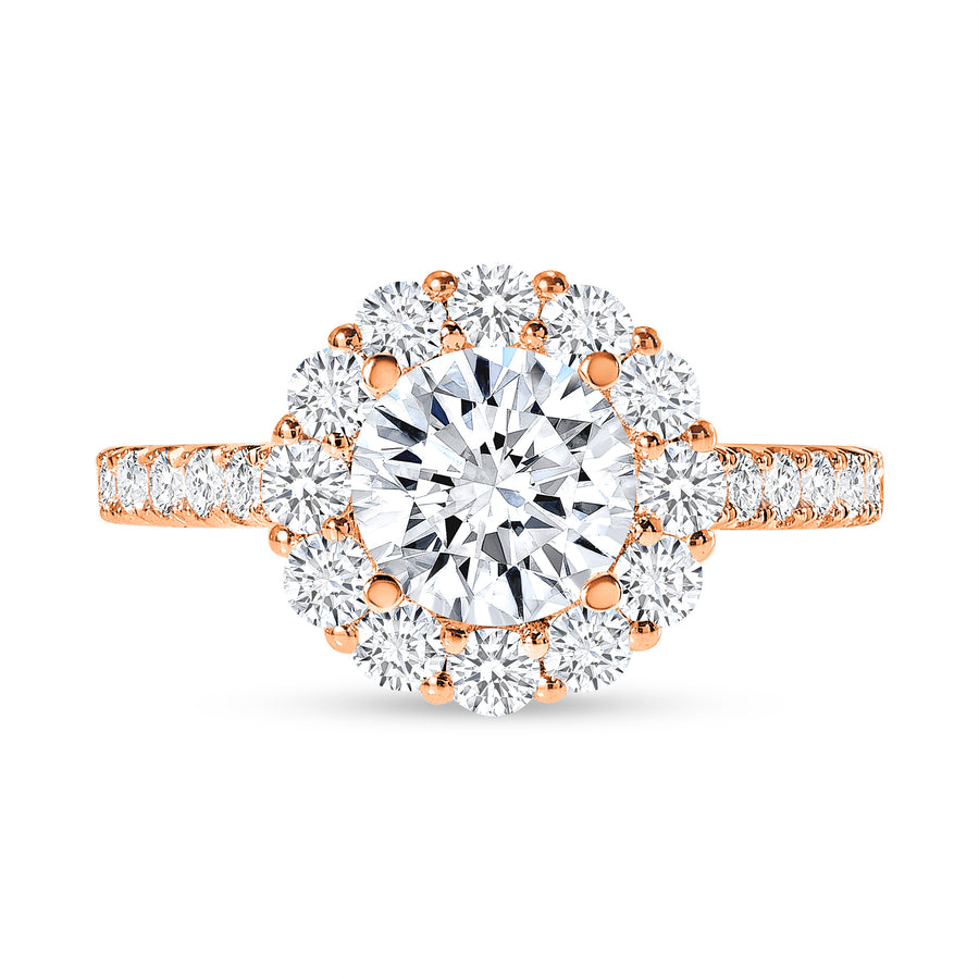 stackable halo round diamond engagement ring rose gold
