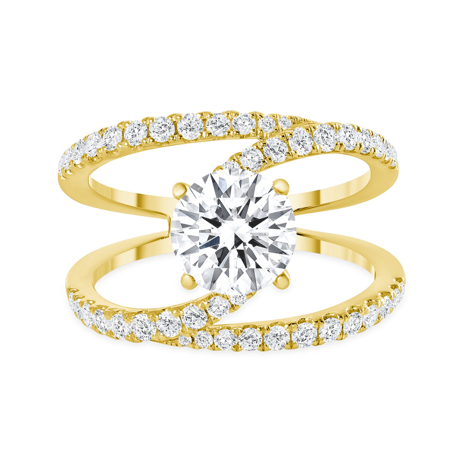 split shank round diamond engagement ring yellow gold