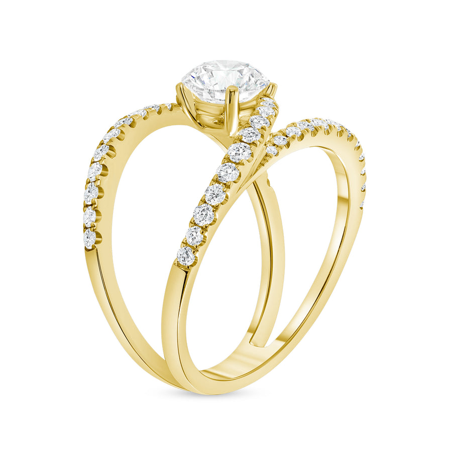 split shank round diamond engagement ring yellow gold