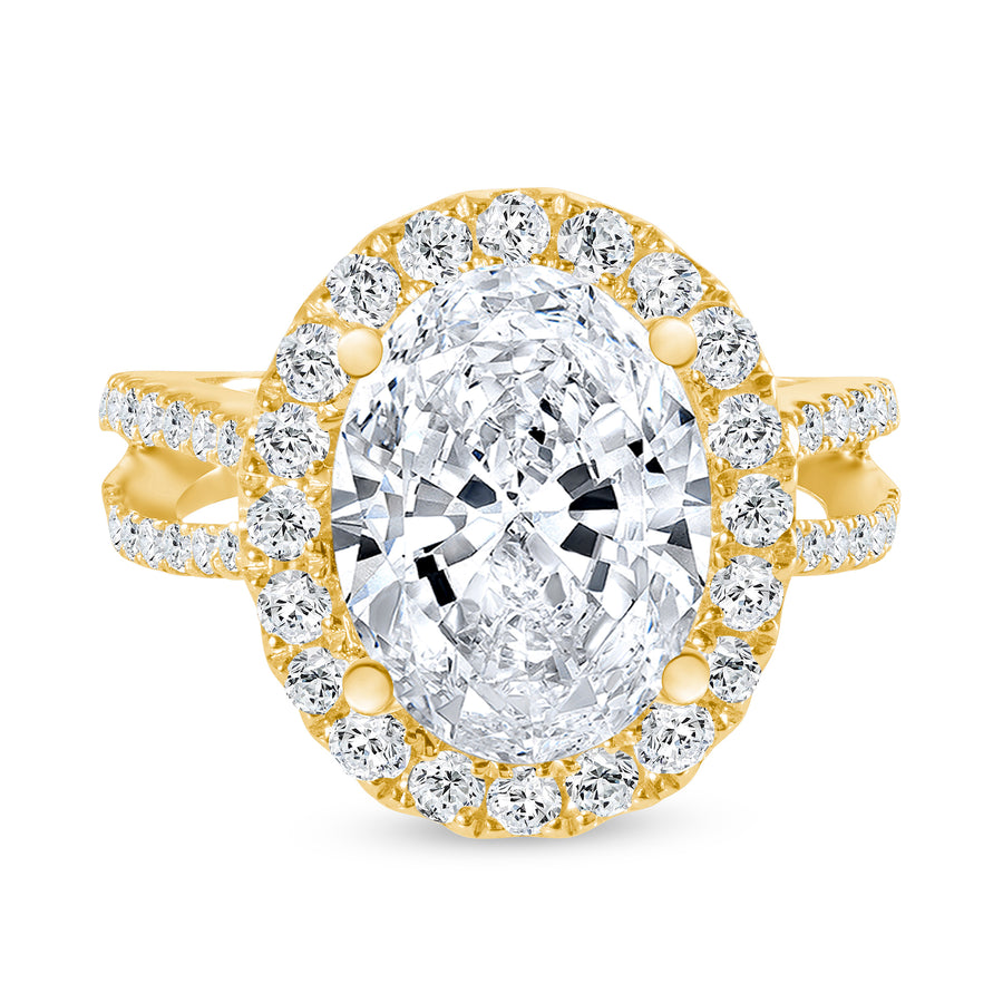 double row oval diamond halo engagement ring yellow gold