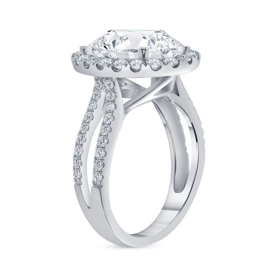 double row oval diamond halo engagement ring white gold