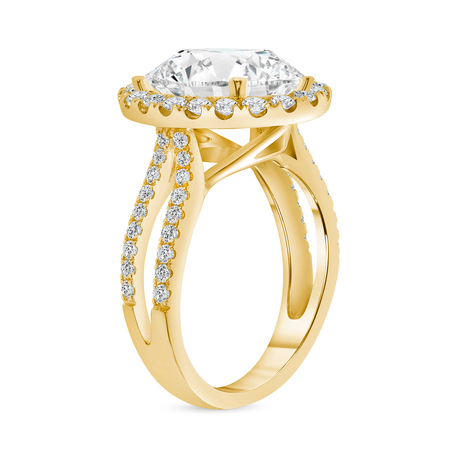 double row oval diamond halo engagement ring yellow gold