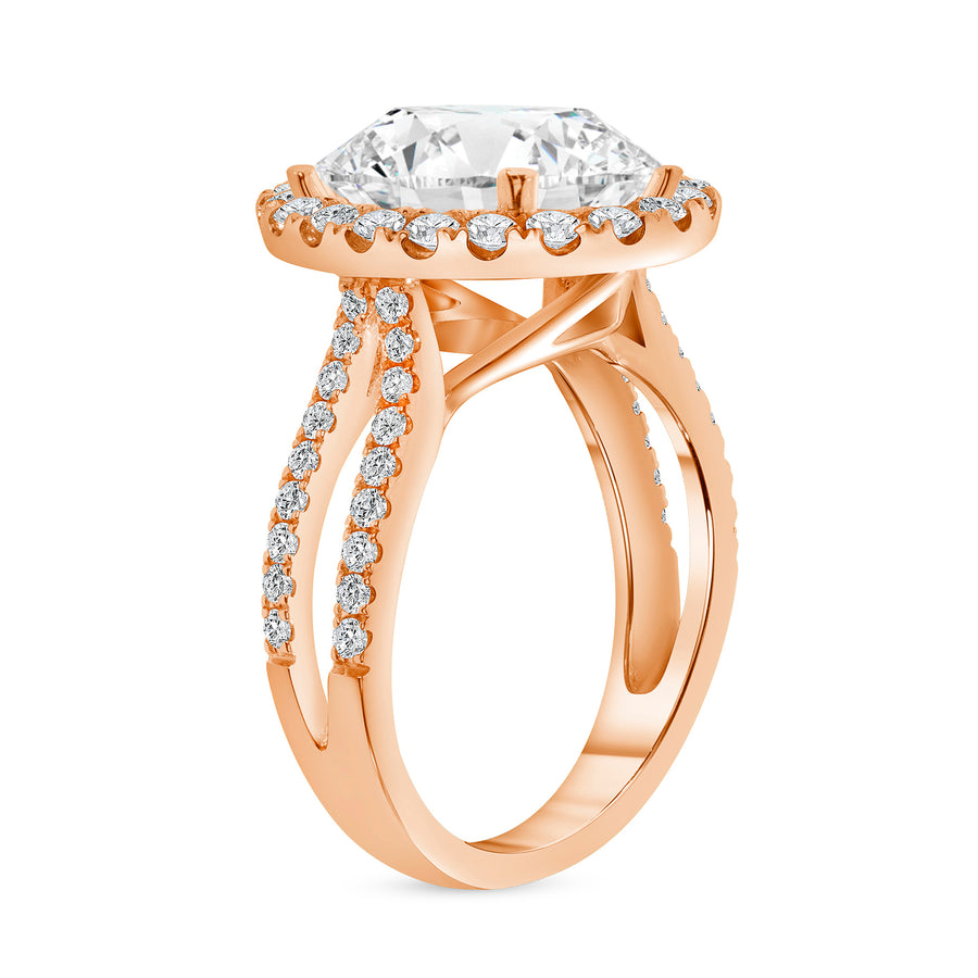 double row oval diamond halo engagement ring rose gold