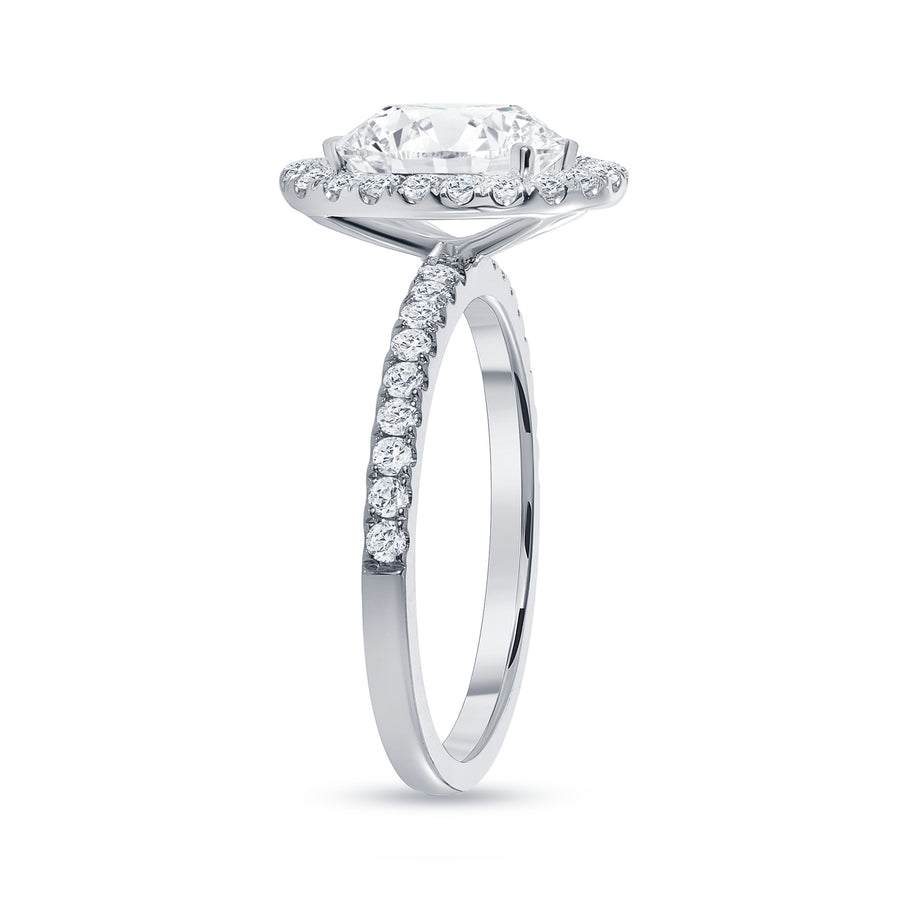 small halo engagement ring white gold