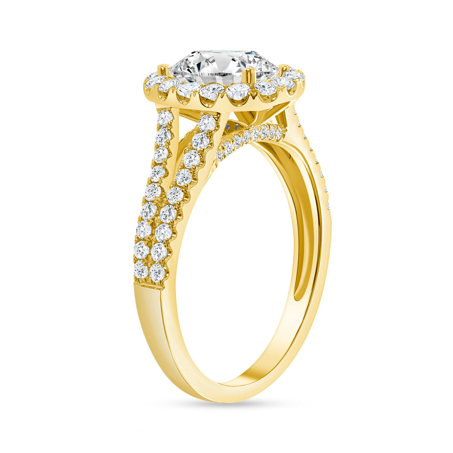oval diamond halo wide split shank engagement ring white gold