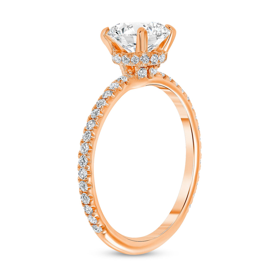 pave diamond engagement ring rose gold