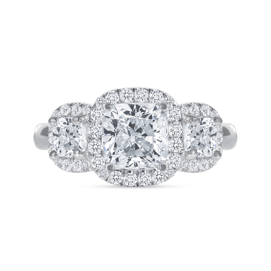 cushion shaped diamond engagement ring white gold