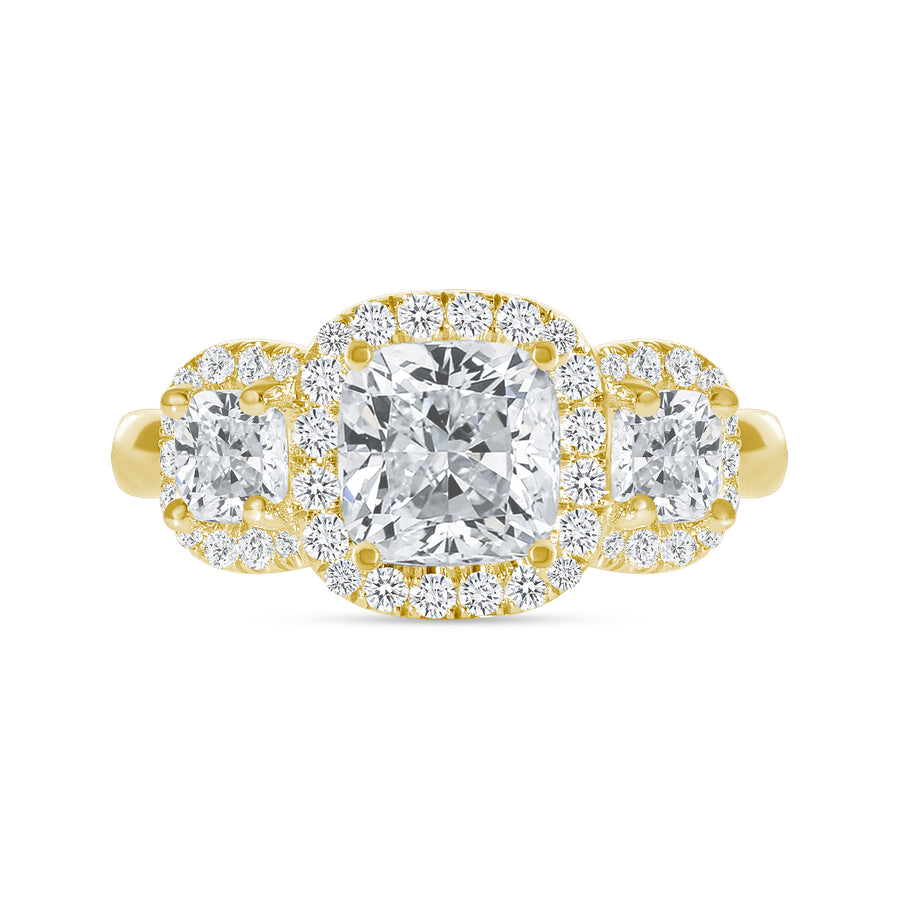 cushion shaped diamond engagement ring gold