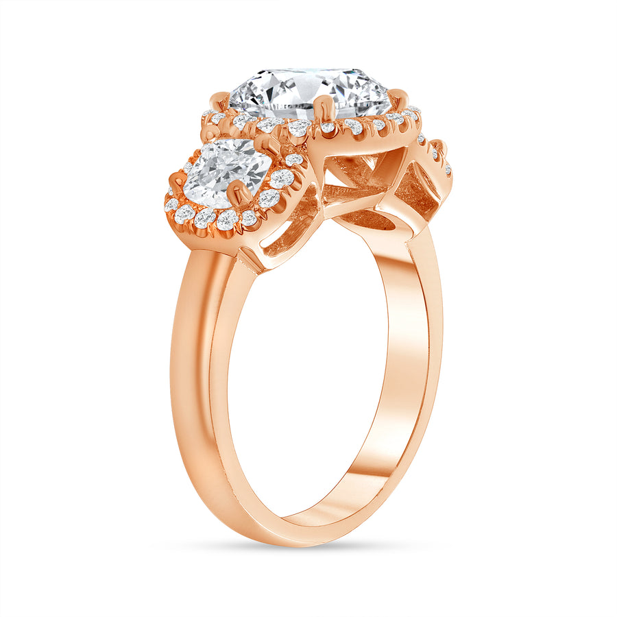 cushion shaped diamond engagement ring rose gold