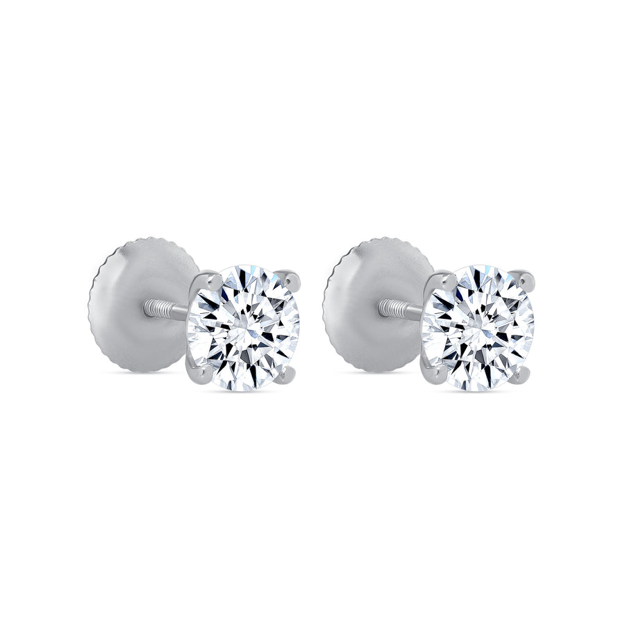 White gold genuine 14k gold 1.5 ct round brilliant cut solitaire stud earrings