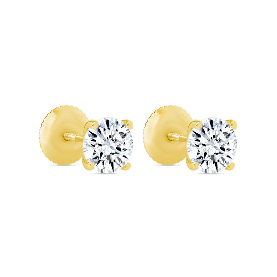 gold genuine 14k gold 1.5 ct round brilliant cut solitaire stud earrings