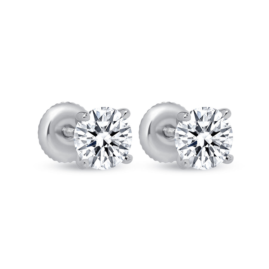 2 carat solitaire diamond earrings | 2 carat round diamond earrings