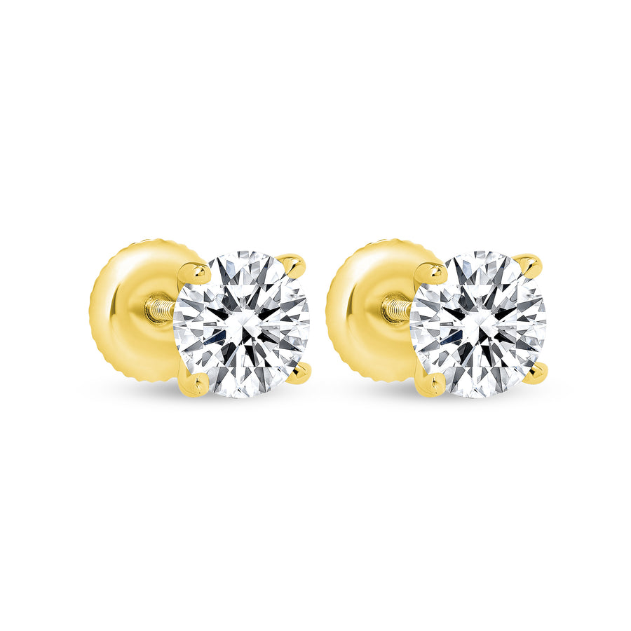 2 carat solitaire diamond earrings | 2 carat round diamond earrings