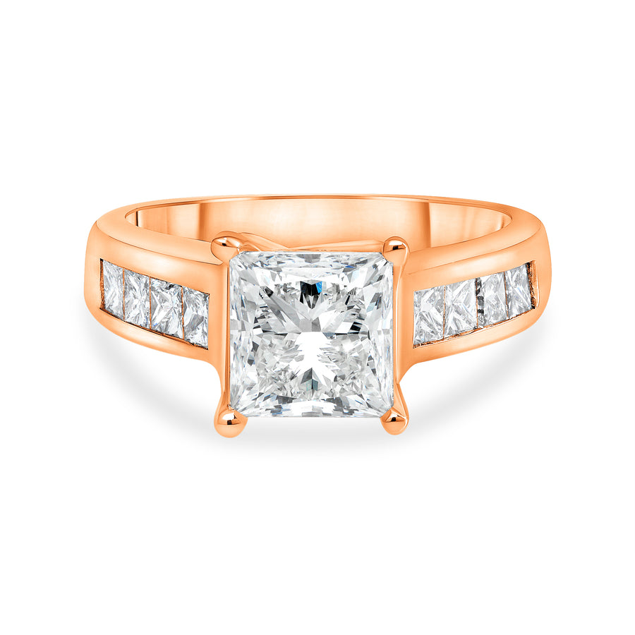 2ct princess cut diamond engagement ring rose gold