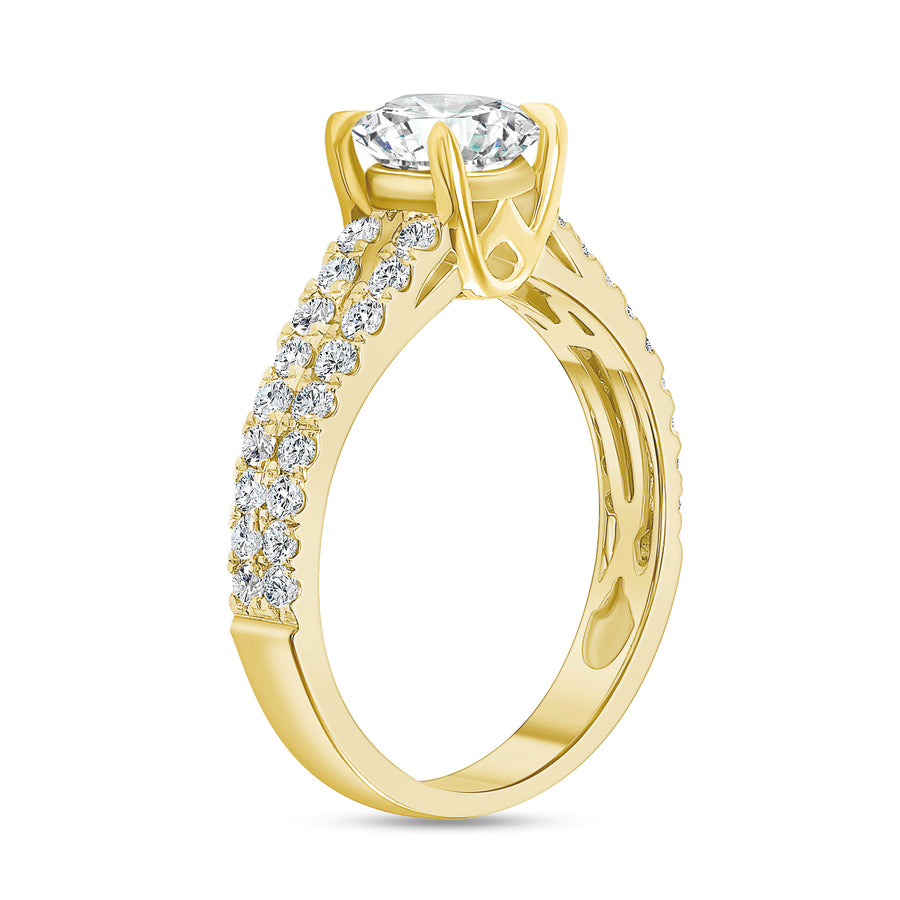 2 row diamond ring gold