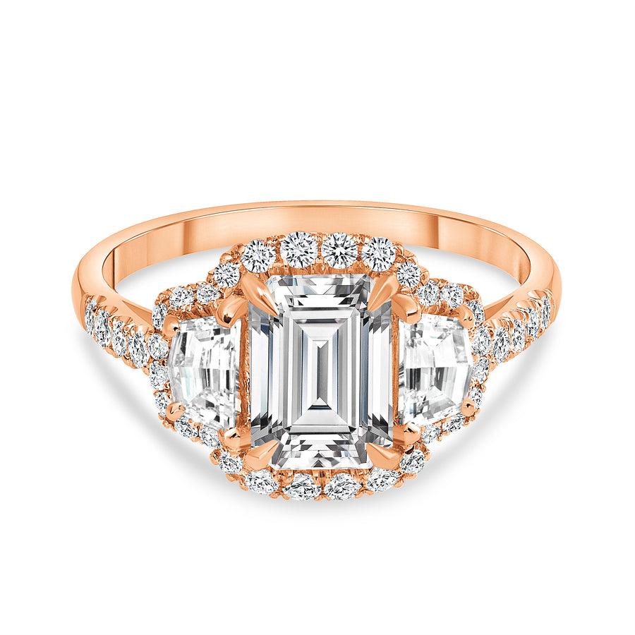 emerald diamond engagement ring rose gold