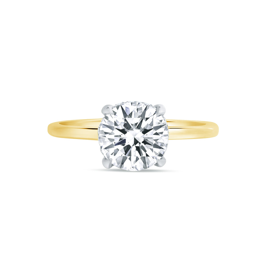round hidden halo engagement ring yellow gold