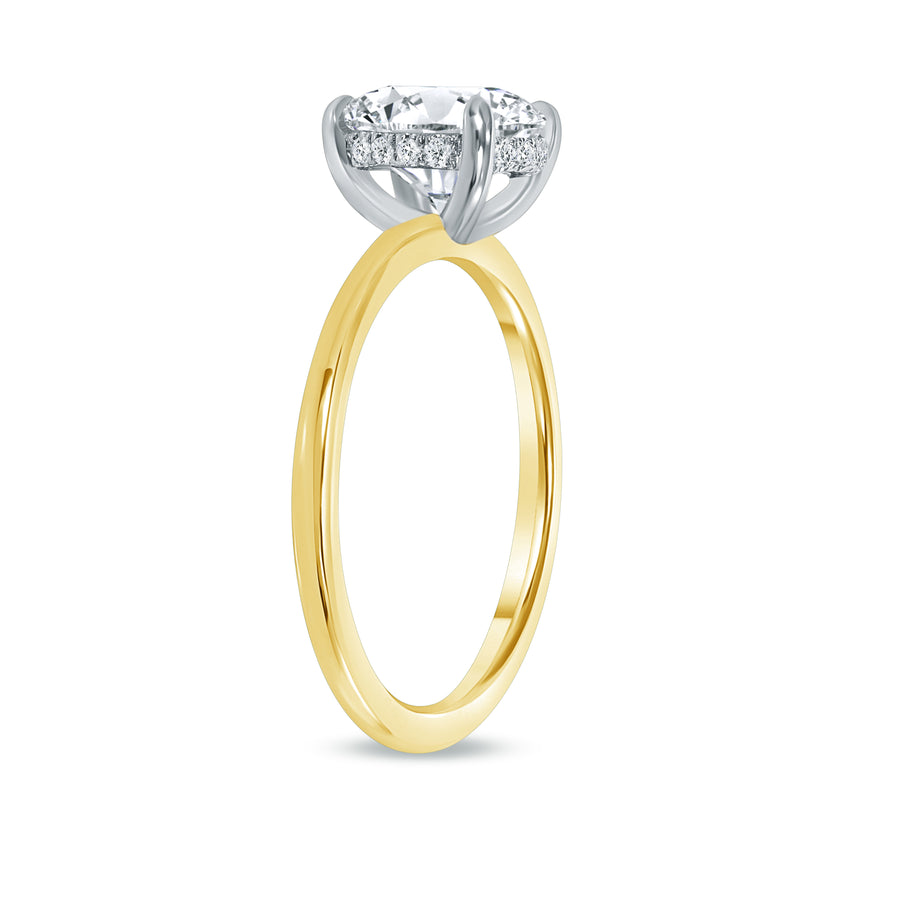 round hidden halo engagement ring yellow gold