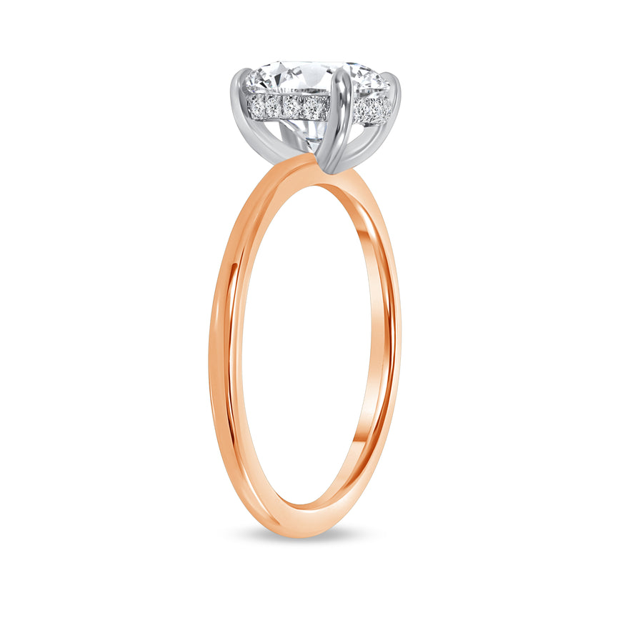 round hidden halo engagement ring rose gold