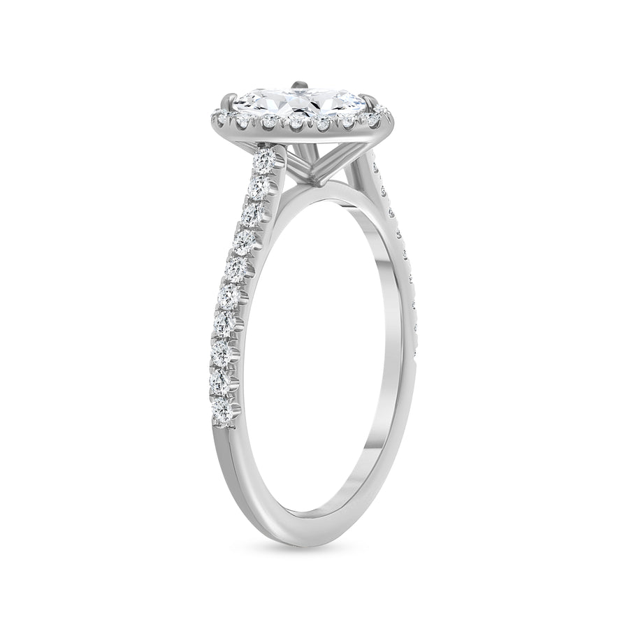 heart shaped & round diamond engagement ring white gold