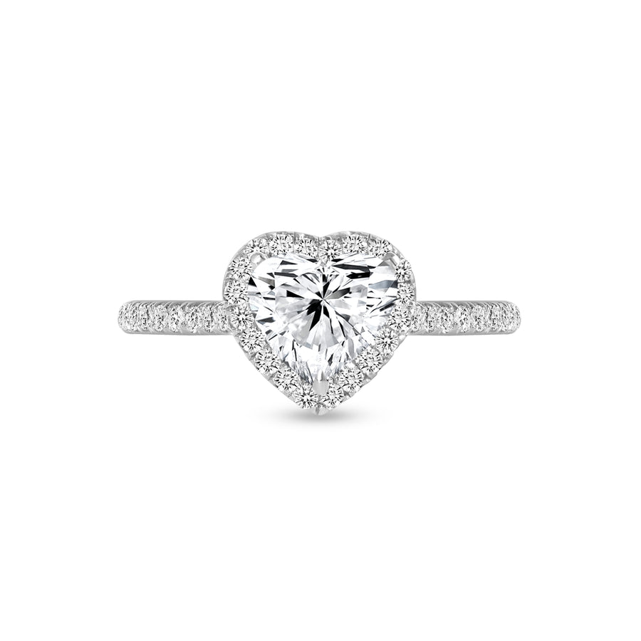 heart shaped & round diamond engagement ring white gold
